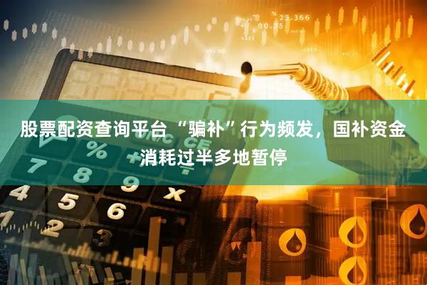股票配资查询平台 “骗补”行为频发，国补资金消耗过半多地暂停